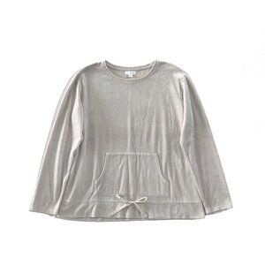 Pure Jill by J. Jill Sweatshirt Womens SP Gray Velour Kangaroo Pocket Pullover